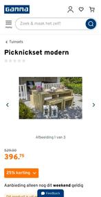 Picknickset modern, Tuin en Terras, Ophalen, 4 zitplaatsen, Gebruikt, Hout