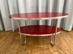 Ovale Robijnrode Salontafel, Gispen stijl, Metaal of Aluminium, 55 tot 75 cm, Zo goed als nieuw