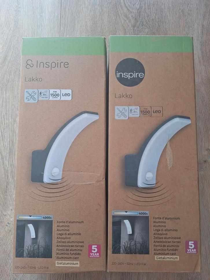 Inspire aluminium wandlamp voor buiten 2 stuks, Tuin en Terras, Buitenverlichting, Nieuw, Wandlamp, Aluminium, Minder dan 50 watt