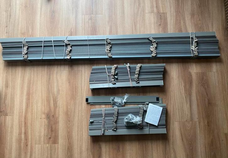 Leenbakker houten jaloezieën taupe, Huis en Inrichting, Stoffering | Gordijnen en Lamellen, Gebruikt, 150 tot 200 cm, 150 tot 200 cm