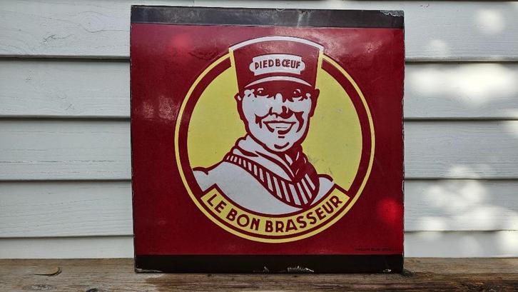 Emaille Bord Piedboeuf Bier, Verzamelen, Merken en Reclamevoorwerpen, Gebruikt, Reclamebord, Ophalen of Verzenden