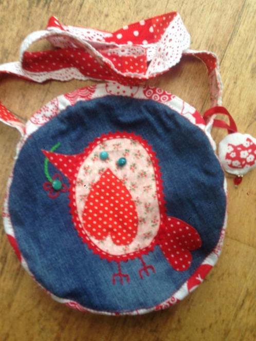Ronde Pippa & Lies tas met grappig vogeltje, Sieraden, Tassen en Uiterlijk, Tassen | Damestassen, Nieuw, Overige typen, Rood, Ophalen of Verzenden