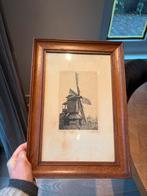 Ets van een molen in houten lijst / J. M. A ter Beek, Antiek en Kunst, Kunst | Etsen en Gravures, Ophalen of Verzenden