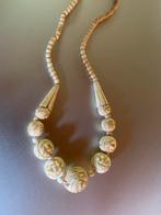 Antiek Erbacher roosjes collier, ca. 1900, handgesneden been, Verzenden, Overige materialen, Ketting