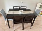 Elegant cherry wood extendable dining table set with 6 chair, Ophalen, Gebruikt, 200 cm of meer, Vijf personen of meer
