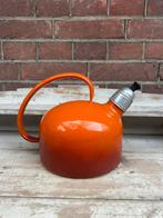 Fluitketel oranje gevlamd / terracotta emaille, Ophalen of Verzenden
