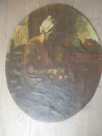 19e eews ovaal schilderij op karton .Van Gogh stijl, Ophalen of Verzenden