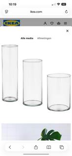 30 Cylinder vazen, Wit, Ophalen of Verzenden, 75 cm of meer, Glas