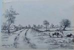 Originele tekening 1936.. Hub van Winkel.. (r.o. gesigneerd), Antiek en Kunst, Ophalen of Verzenden