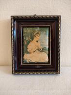 Vintage zeefdruk op zijde/Frankrijk/'the Age of Innocence'., Ophalen of Verzenden, Schilderij, Minder dan 50 cm