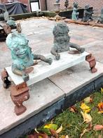 Unieke tuinbank met bronzen figuren, Antiek en Kunst, Ophalen