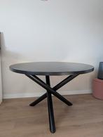Massief houten zwarte ronde eettafel 120cm, Gebruikt, Rond, Ophalen of Verzenden, Overige houtsoorten