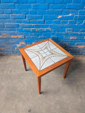 Vintage Deense salontafel keramiek/ teak 1960s beschikbaar voor biedingen