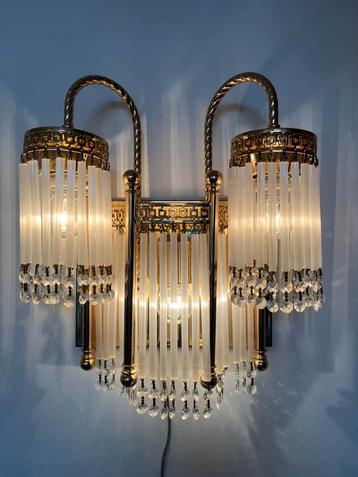 Vintage art deco stijl wandlamp opaline staafjes Italiaans 