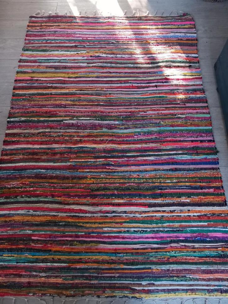 Kleurrijk vloerkleed katoen Boho Ibiza, Huis en Inrichting, Stoffering | Tapijten en Kleden, Rechthoekig, Ophalen of Verzenden