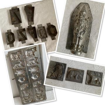 Brocante chocolademallen / Sinterklaas / chocoladeletters & beschikbaar voor biedingen