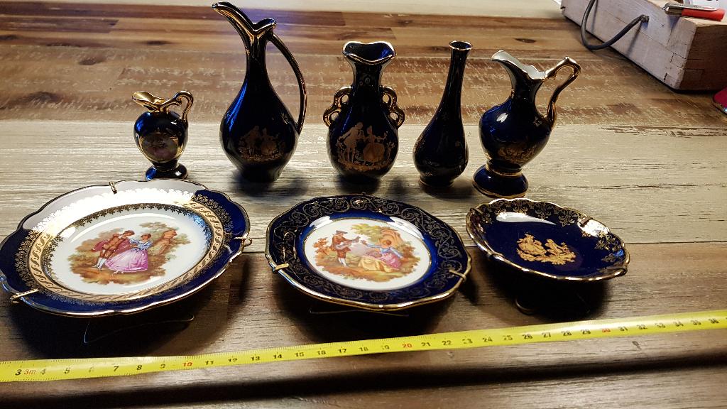 Limoges miniatuur servies donker paars, Antiek en Kunst, Ophalen of Verzenden