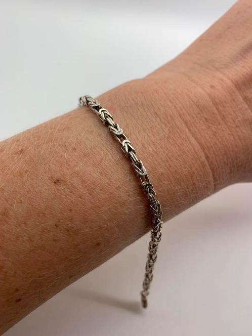 V817 Prachtige zilveren armband koningschakel, Sieraden, Tassen en Uiterlijk, Armbanden, Zilver, Zilver, Ophalen of Verzenden
