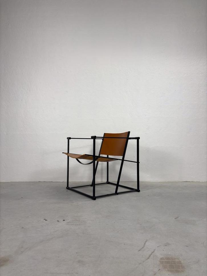 Vintage Pastoe FM60 Fauteuil Cognac Tuigleer, Huis en Inrichting, Fauteuils, Zo goed als nieuw, Leer, Metaal, 50 tot 75 cm, Minder dan 75 cm