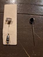 2 vintage zilveren speldjes (835) – FNV + dasspeld met zwart, Ophalen of Verzenden, Zilver, Overige typen