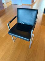 4 Zwarte Lederen Stoelen met Metalen Frame. Moeten nú weg!, Huis en Inrichting, Stoelen, Ophalen, Zwart, Leer, Zo goed als nieuw