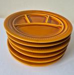 6 Vintage jaren 70 fondue/ gourmet/ bbq  borden bruin amber, Overige materialen, Gebruikt, Ophalen of Verzenden, Bord(en)