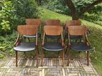 Set van 6 Arne Hovmand-Olsen stoelen – Deens design, ''60s'', Gebruikt, Bruin, Ophalen of Verzenden, Vijf, Zes of meer stoelen