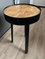 Mooie houten bijzettafel met metalen poten, Huis en Inrichting, Ophalen, Gebruikt, 50 tot 100 cm, Rond