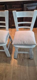 Vier landelijke eetkamerstoelen met eikenhouten kussens, Huis en Inrichting, Stoelen, Ophalen of Verzenden, Gebruikt, Bruin, Vier