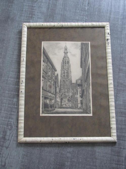 Breda - grote gesigneerde ets, Antiek en Kunst, Kunst | Etsen en Gravures, Ophalen of Verzenden