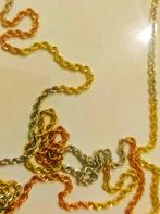 18 krt 3 kleuren volledig gouden rope halsketting 60cm, Sieraden, Tassen en Uiterlijk, Kettingen, Verzenden, Nieuw, Overige kleuren