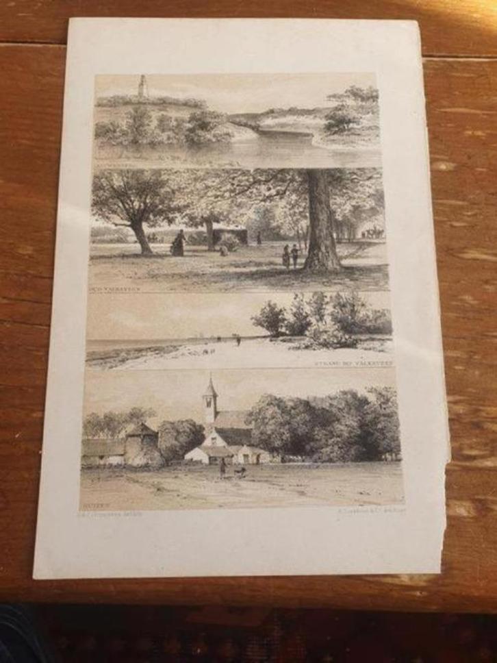 Huizen Valkeveen Leeuwenberg Schipperus 1884, Antiek en Kunst, Kunst | Etsen en Gravures, Ophalen