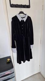 Zwarte jurk met grijze kraag en mouwtjes fluweel maat 54, Nieuw, Jurk, Ophalen of Verzenden, Zwart