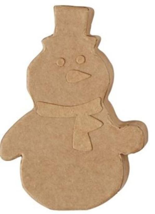 Sneeuwpop van bruin papier-mâché 8,5 x 2 x 12 cm, Hobby en Vrije tijd, Knutselen, Nieuw, Materiaal, Ophalen of Verzenden