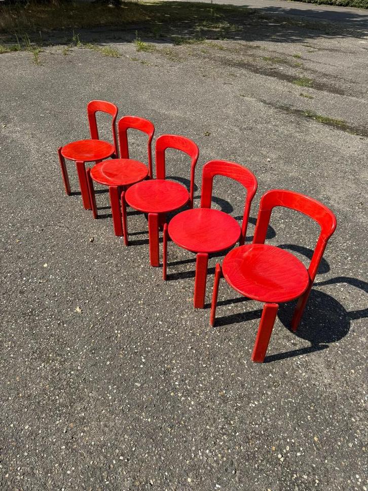 4 x Bruno Rey rood Kusch Co Hay, Antiek en Kunst, Antiek | Meubels | Stoelen en Banken, Ophalen
