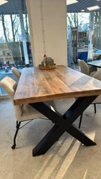 Rechte eettafel mangohout verkrijgbaar met U, X, Spinpoot, Ophalen, 100 tot 150 cm, Vijf personen of meer, Rechthoekig