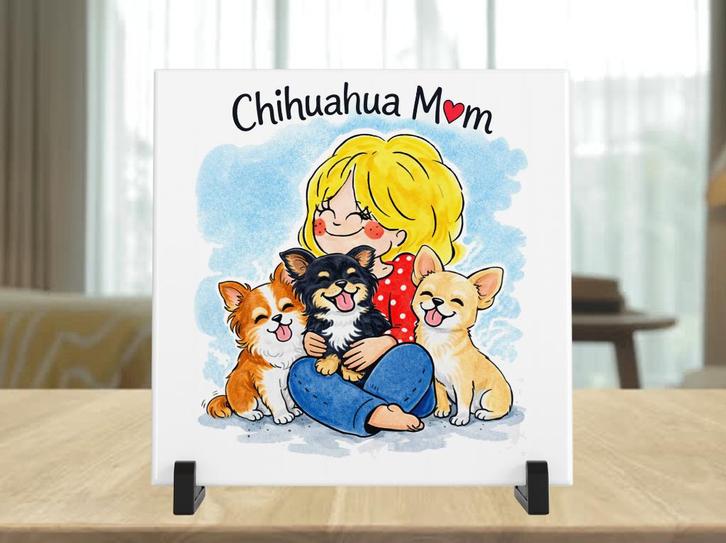 Chihuahua Mom Tegel - Blond Stijl, Huis en Inrichting, Woonaccessoires | Overige, Nieuw, Verzenden