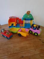 Little people Fisher-Price garage auto met caravan popjes, Ophalen of Verzenden, Auto of Voertuig, Zo goed als nieuw