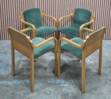 15 x Vintage Deense design stoelen hout Velours Bentwood  beschikbaar voor biedingen