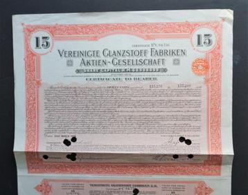 Vereinigte Glanzstoff Fabriken (VGF---->Akzo Nobel) - 1928  beschikbaar voor biedingen