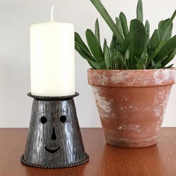 Deens vintage design KANDELAAR gezichtje brutalist metaal beschikbaar voor biedingen
