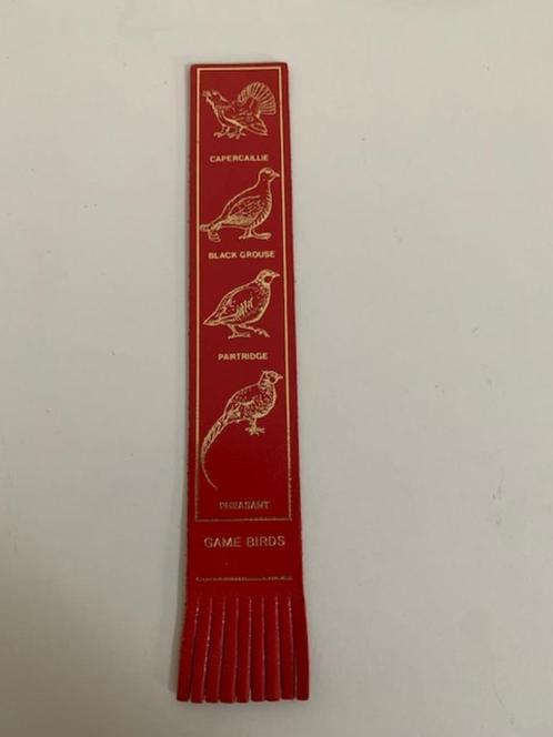 Vintage rood leren boekenlegger. Wild / weidevogels Engeland, Verzamelen, Boekenleggers, Zo goed als nieuw, Overige onderwerpen