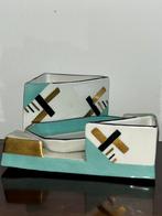 Art Deco porselein rookset desktop bureau accessoire gemerkt, Ophalen of Verzenden