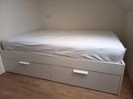 Ikea Brimnes bed 140x200 met Vågstranda matras, Huis en Inrichting, Slaapkamer | Bedden, Ophalen, Gebruikt, Wit, Tweepersoons