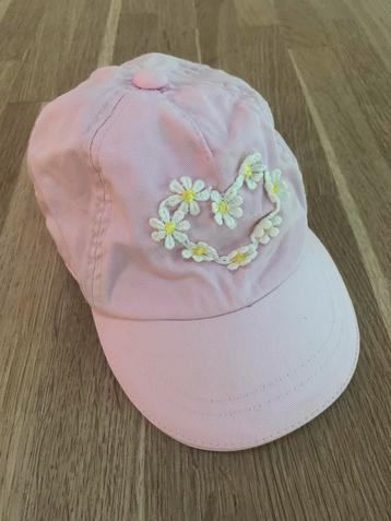 Roze petje, madeliefje hart, verstelbaar, 48 cm, 1-2 jaar beschikbaar voor biedingen
