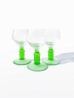 3x wijnglazen wijnroemers felgroene voet Vintage, Verzamelen, Glas en Borrelglaasjes, Verzenden, Zo goed als nieuw, Overige typen