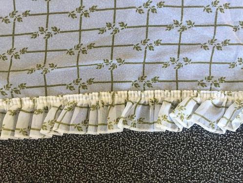 Vitrage inbetween wit groen 120 cm hoog rouche retro vintage, Hobby en Vrije tijd, Stoffen en Lappen, Zo goed als nieuw, 120 cm of meer