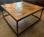 Houten salontafel met metalen frame, Huis en Inrichting, Tafels | Salontafels, Gebruikt, Vierkant, Minder dan 50 cm, Overige houtsoorten