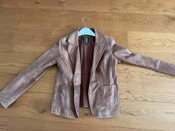 Leren Dames colbert  - Maat M/L . Vintage look. Choc. Bruin beschikbaar voor biedingen