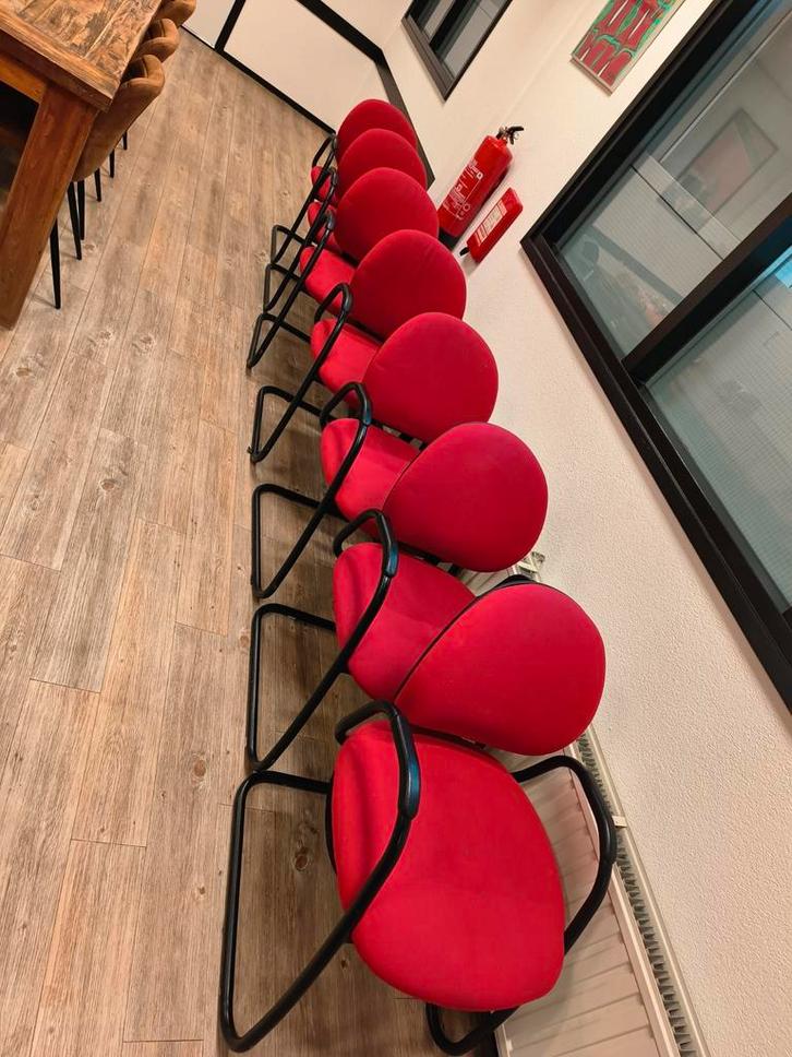 Rode Stoffen Stoelen - Set van 7, Huis en Inrichting, Stoelen, Ophalen